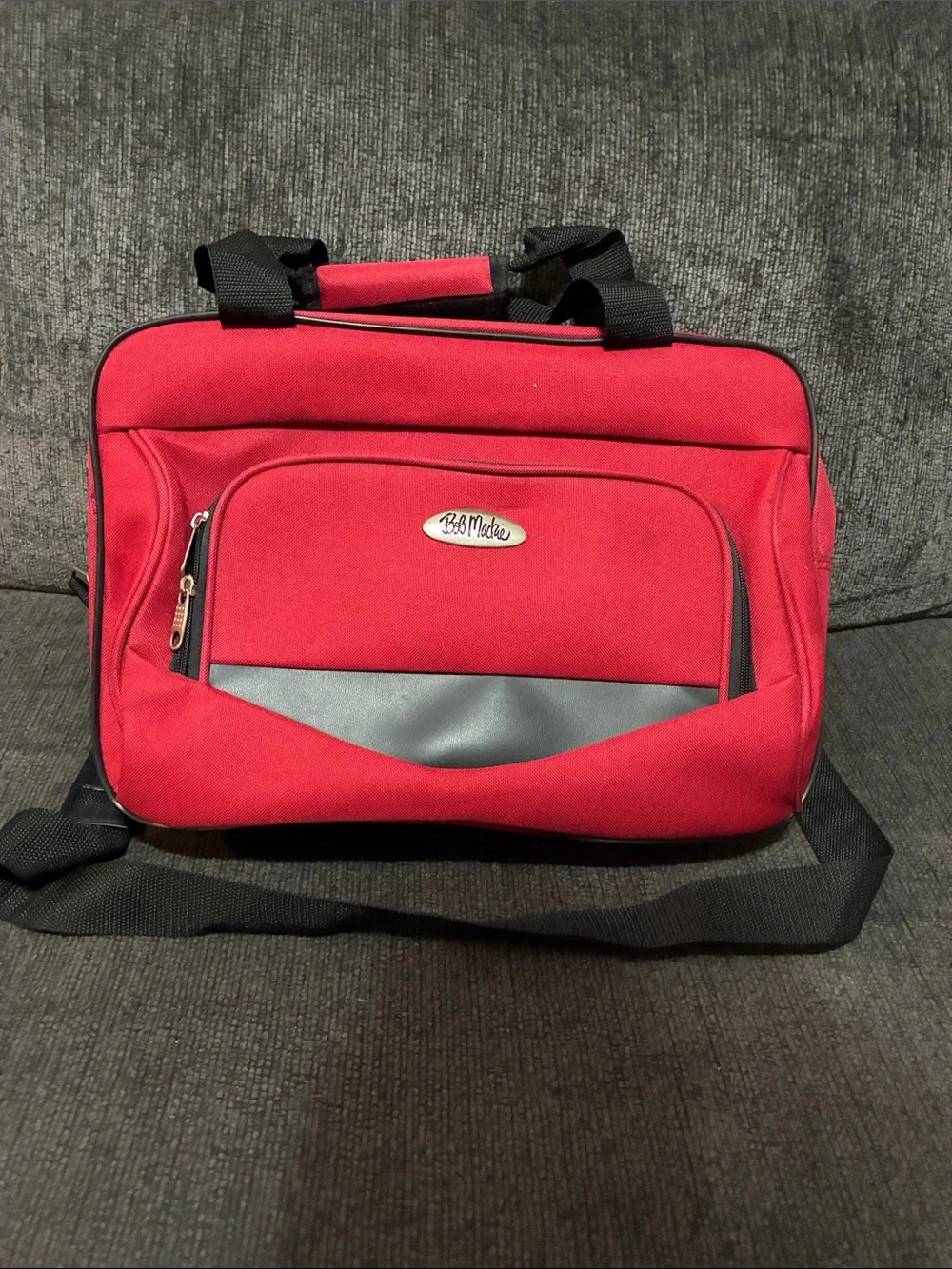Vintage Bob Mackie Red Travel luggage/Shoulder Red Bag with Black Accents